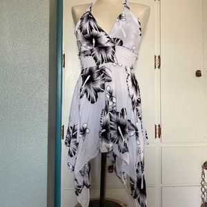 White and Black Floral Summer Dress